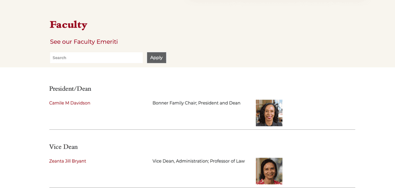 Faculty display in Mitchell Hamline course catalog.