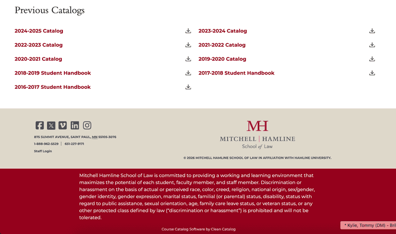 Mitchell Hamline footer