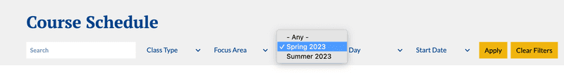 Course schedule filters