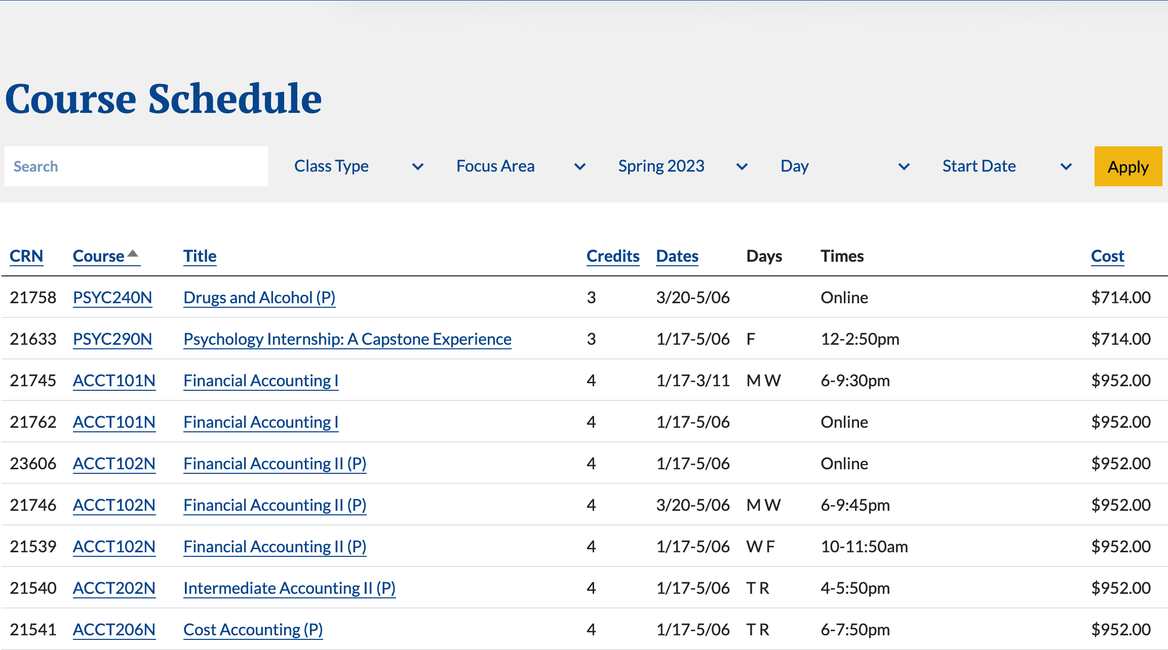 Displaying Your Course Schedule in Clean Catalog — Clean Catalog