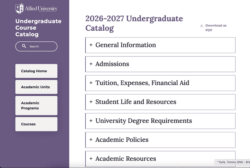 Alfred University homepage