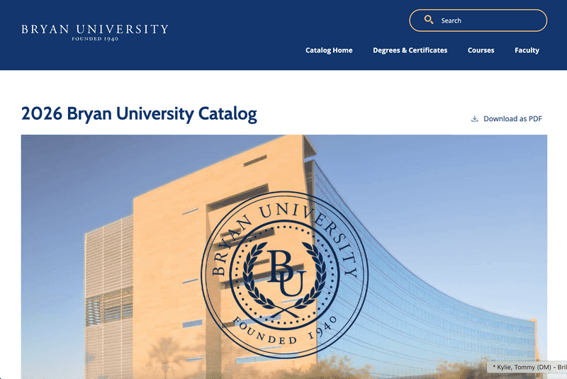 Bryan University homepage