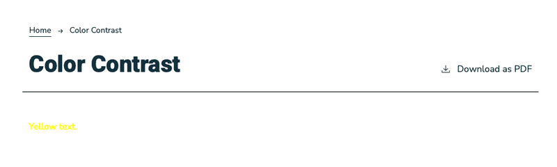 Sample page with low-contrast yellow text on a white background