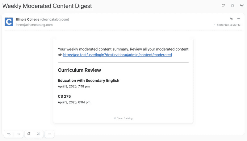 Sample approval digest email