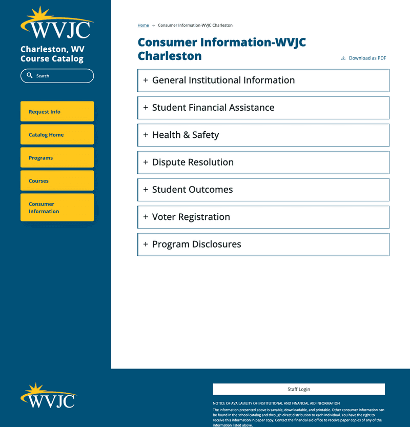WVJC Charleston consumer information page