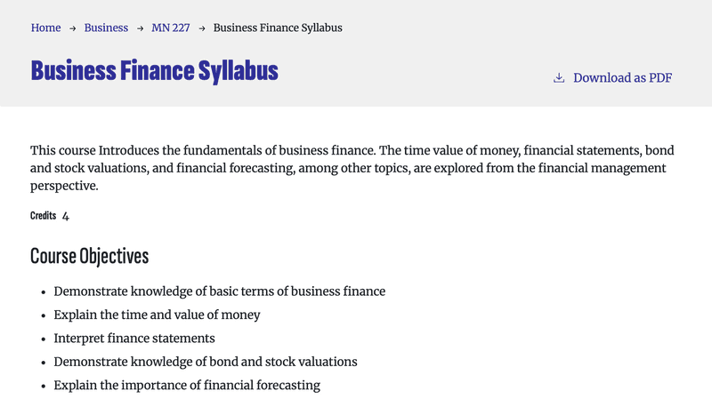 Part of a customized PDF design for Amerion's syllabi.