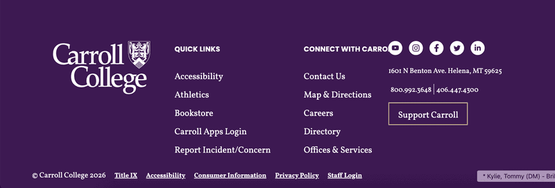 Carroll College footer