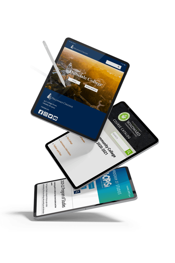 course catalogs displayed on tablets