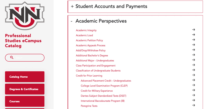 Sample TOC indentation